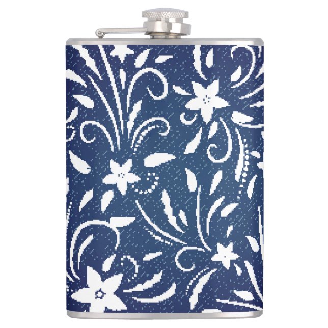 Cantil Denim Blooms: Padrão Floral Fundo (Frente)