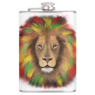 Cantil Desenho da cabeça de leão Rasta vermelho amarelo v