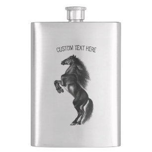 Cantil Desenho de Cavalo Preto Preto - Adicione Seu Texto