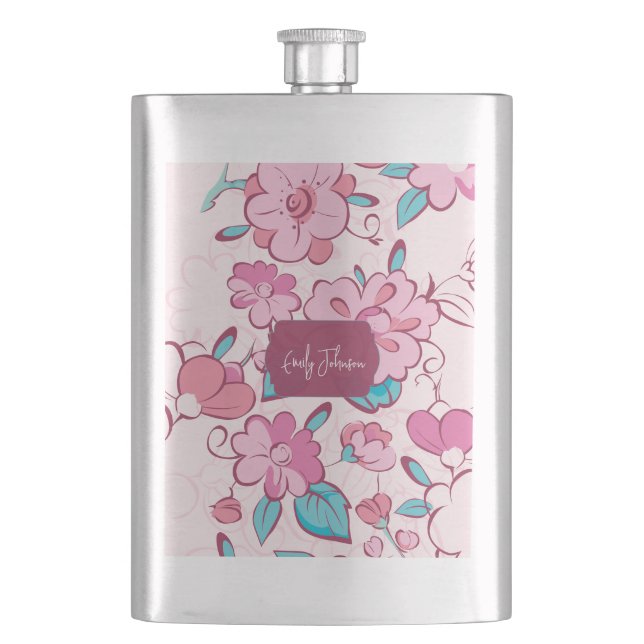 Cantil Desenho Floral Elegante com Nome Personalizado de  (Frente)