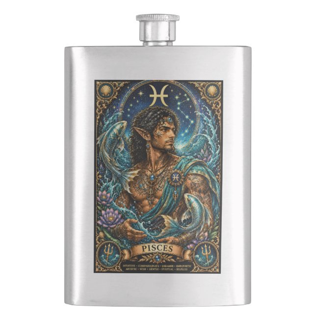 Cantil Desenho Zodíaco Masculino Celestial de Peixes (Frente)