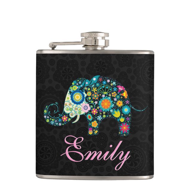 Cantil Design de Elefante Floral Retro (Frente)