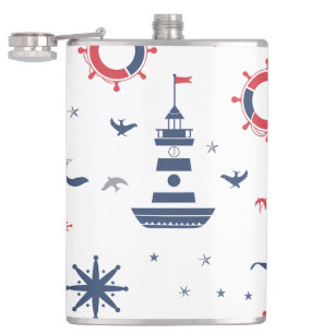 Cantil Design náutica azul, branco e vermelho