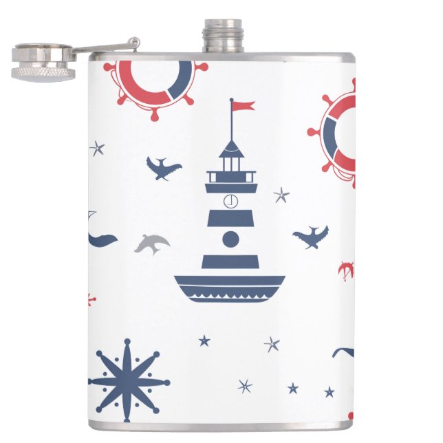 Cantil Design náutica azul, branco e vermelho (Aberto)