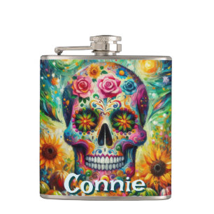 Cantil Dia do Crânio do Morto Floral Personalizado