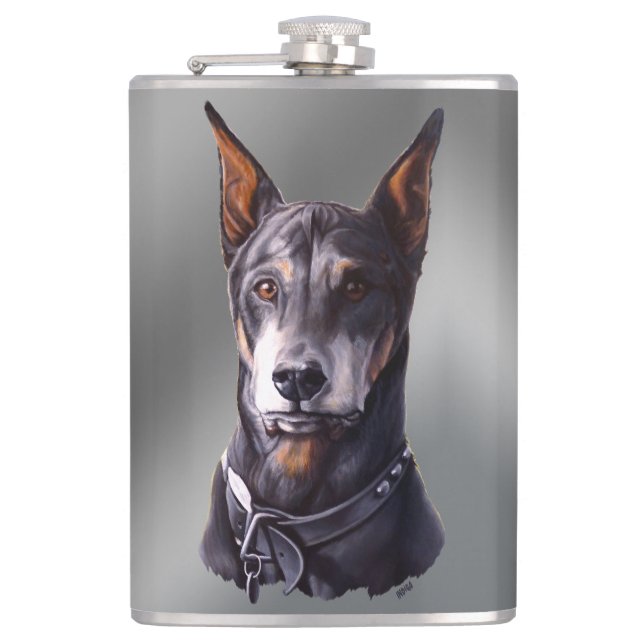 Cantil Doberman Flask Personalize Doberman Pinscher Flask (Frente)