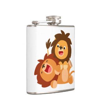 Cantil Dois Bons Leões De Cartoon De Brincadeira