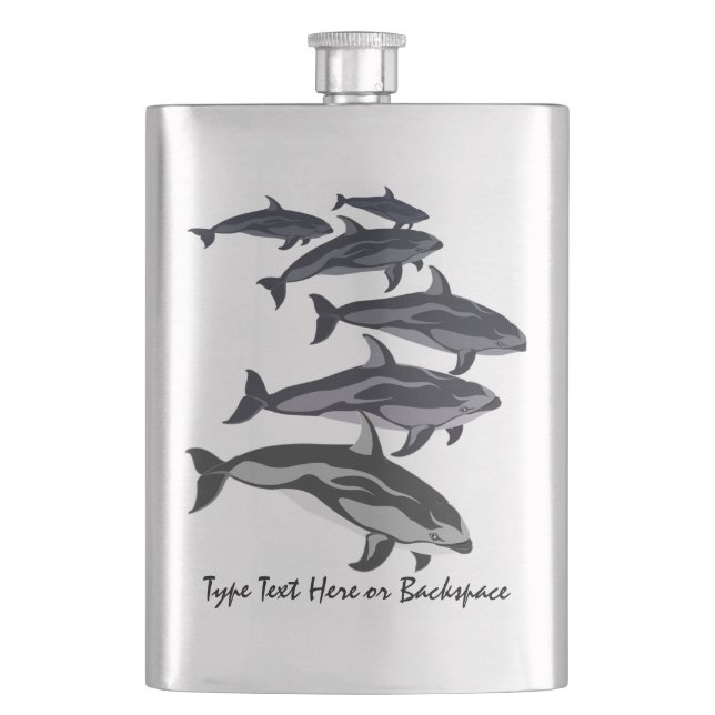 Cantil Dolphin Flask Custom White Sided Dolphart Flask (Frente)