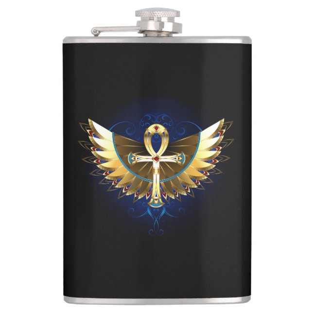 Cantil Dourada Ankh com Asas (Frente)