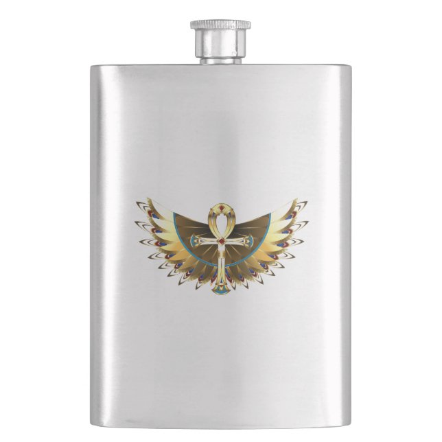 Cantil Dourada Ankh com Asas (Frente)