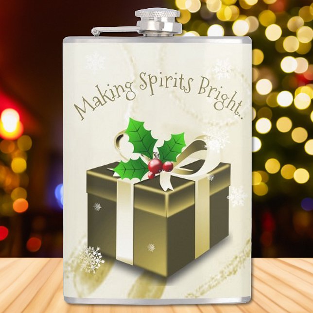 Cantil Dourada Fenda de Presente de Natal (Gold Christmas Gift Flask)