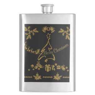 Cantil Dourada Glitter Feliz Natal, Papai Noel