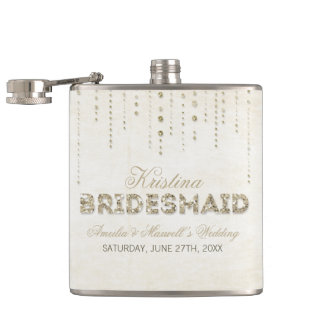 Cantil Dourada Glitter - Olhar Bridesmaid Flask