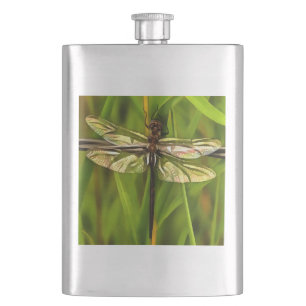 Cantil Dragonfly Artística Em Castanho E Amarelo Em Verde