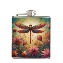 Dragonfly Floral Abstrato-Art Teal Rosa