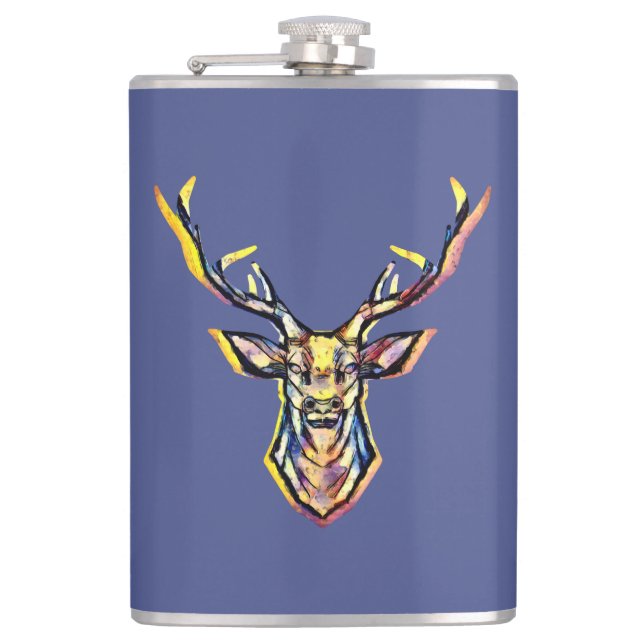 Cantil Ein Hirschkopf als buntes Bild im Aquarell Stil    (Frente)