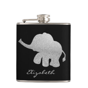 Cantil Elefante com Brilho Prateado, Preto - Personalizad