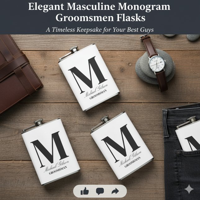 Cantil Elegant Monogram Flask - Personalized Groomsmen Gi (Elegant Monogram Flask - Personalized Groomsmen Gift)