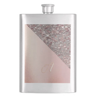 Cantil Elegant Rose Gold Monogram Classic Flask