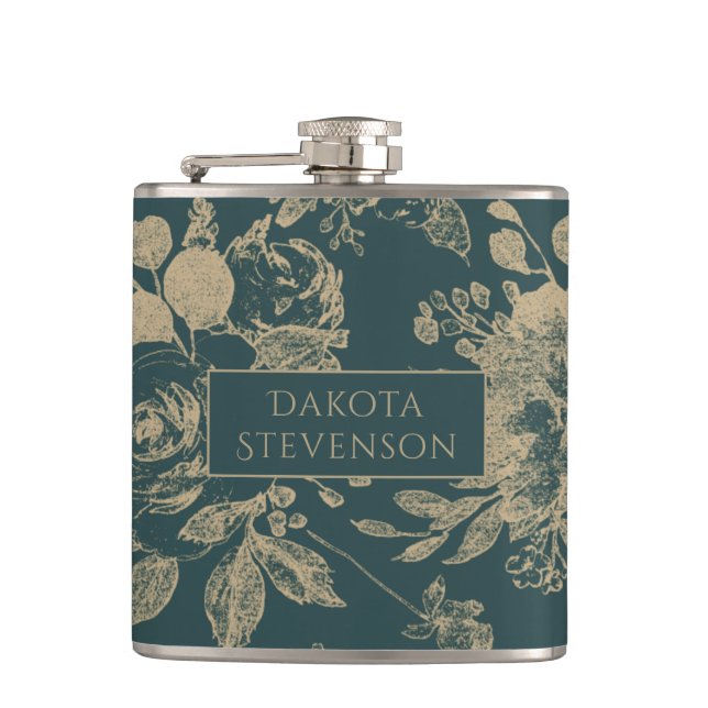 Cantil Elegante Botânico | Floresta Verde Sepia Dourada F (Frente)