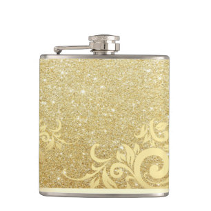 Cantil Elegante Brilho Dourado Lantejoulas,Renda