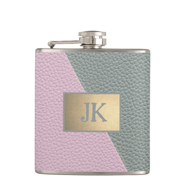 Cantil Elegante couro rosa verde Monogram   (Frente)