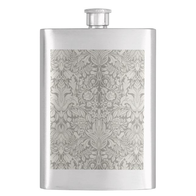 Cantil elegante formal brocado de renda damasco branco (Frente)