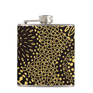 Cantil Elegante Frasco Floral Étnico Preto Dourado