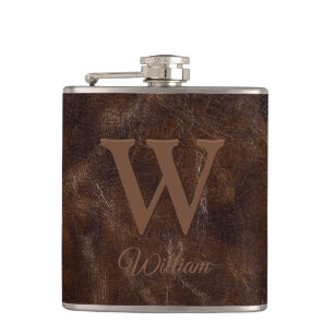 Cantil Elegante Textura de Couro Marrom Escuro Monogramad
