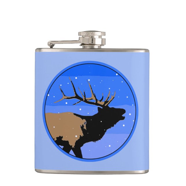 Cantil Elk Bugling no inverno - Arte original sobre a vid (Frente)