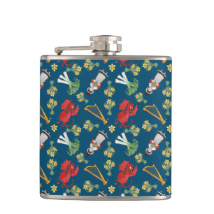 Cantil Emblemas galeses divertidos no Blue Hip Flask