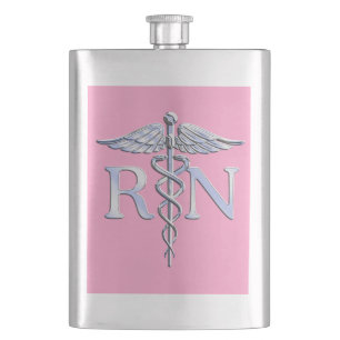 Cantil Enfermeira Registrada RN Caduceus na Rosa claro ou