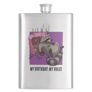 Cantil Engraçado Raccoon My Birthday My Rules Cake Cartoo