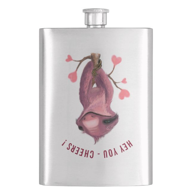 Cantil Engraçado Sloth Flask Cheque - Texto Personalizado (Frente)