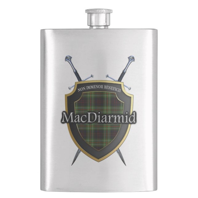 Cantil Escocês Clan MacDiarmid Tartan Shield e Espadas (Frente)
