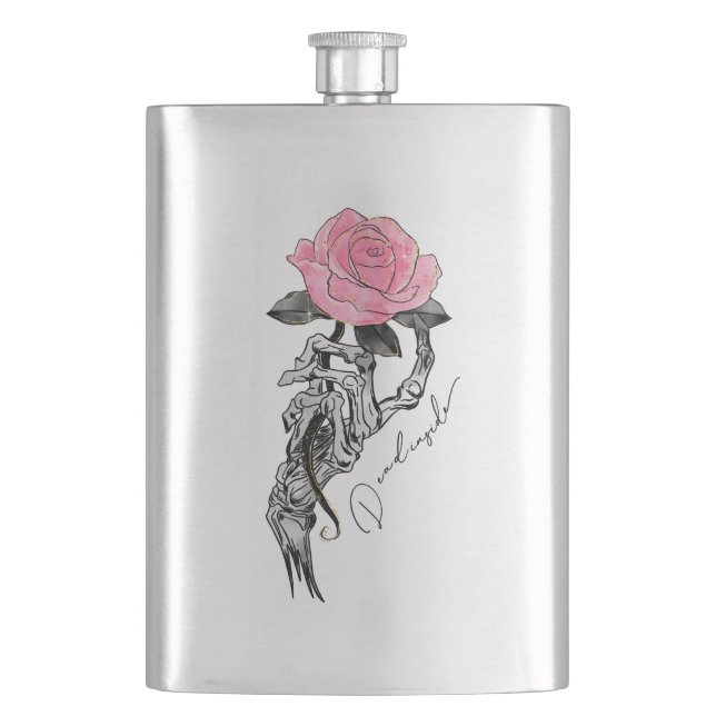 Cantil Esqueleto Da Mão Do gótico Com Rosa Rosa Rosa | DE (Frente)