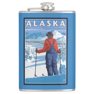 Cantil Esqui no poster das viagens vintage de Alaska