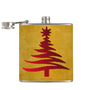 Cantil Estêncil da árvore de Natal Vermelho na Dourada