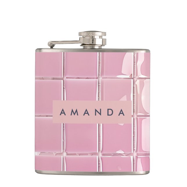 Cantil Estilo de Azulejo de Vidro Rosa Personalizado (Frente)