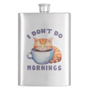 Cantil Eu não faço manhãs - Gato Laranja Bonito com Café