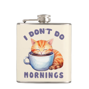 Cantil Eu não faço manhãs - Gato Laranja Bonito com Café