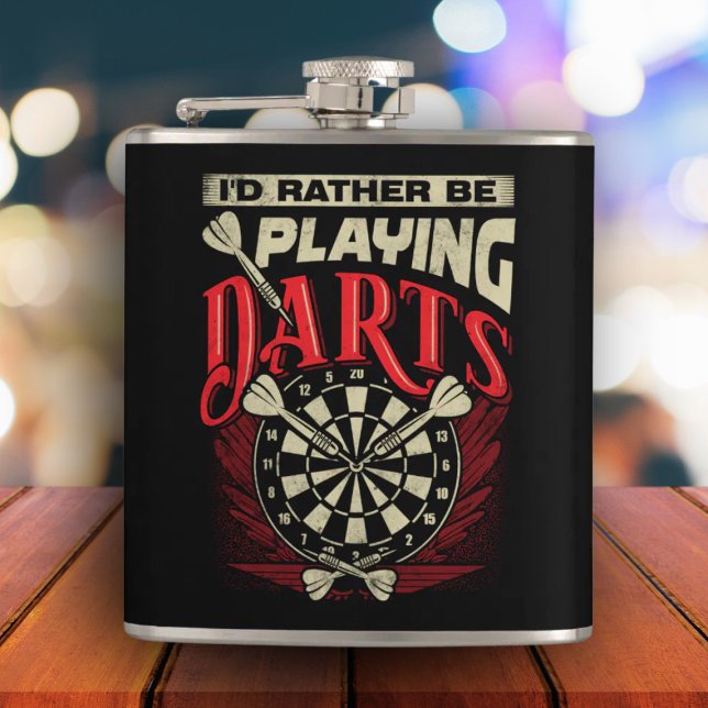 Cantil Eu Preferencialmente jogando Darts Flask 6 oz. (Criador carregado)
