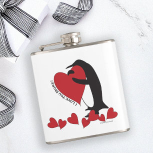Cantil Eu Te Amo Mais! Pinguim e Coração Vermelho Nomea