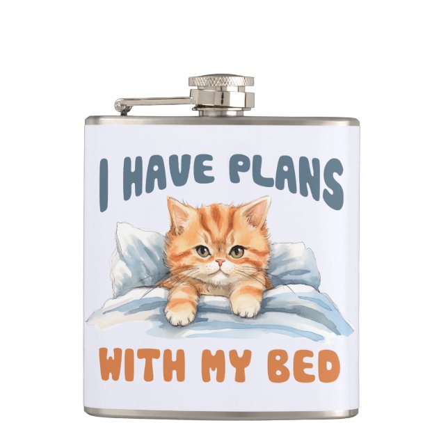 Cantil Eu tenho planos com minha cama - Gato Laranja Louc (Frente)