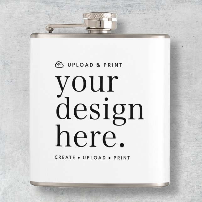 Cantil Faça o upload do seu Design de 6 oz (Your own flask creation, simply upload your photo or design artwork from Photoshop, Canva & more!)