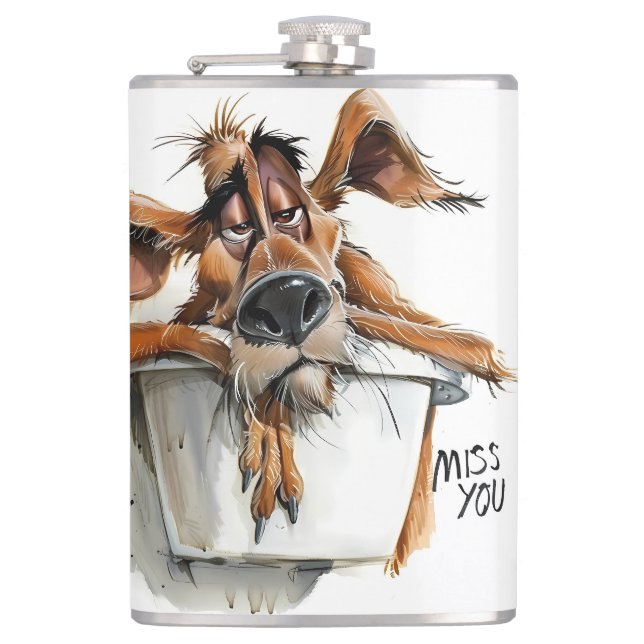 Cantil Falta-Te O Frasco - Design Adorável De Cachorro (Frente)