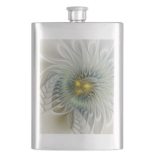 Cantil Fantasia Flor de Prata Dourada Arte Fractal Abstra