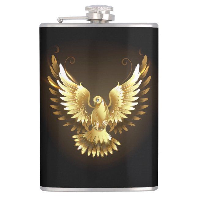 Cantil Faux Gold Foil Peace Dove em Preto (Frente)