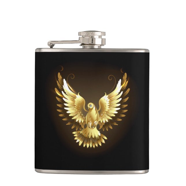 Cantil Faux Gold Foil Peace Dove em Preto (Frente)