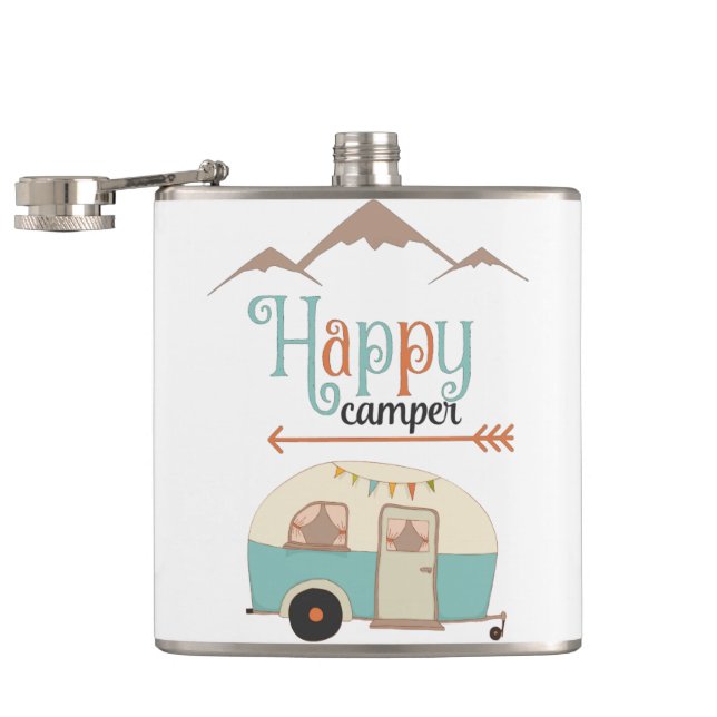 Cantil Feliz Acampador Fofo RV Retro (Aberto)